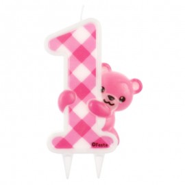 Svíčka "1" růžová 7x12cm