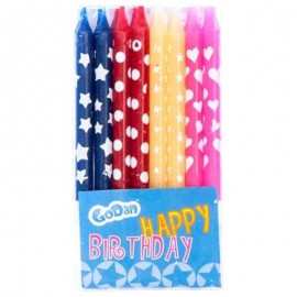 Svíčky narozeninové dortové barevné, 16 ks