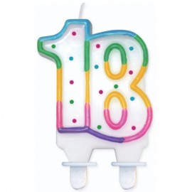 Svíčka s puntíkama "18" vel. 8 cm