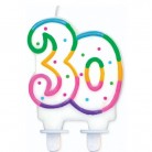 Svíčka s puntíkama "30" vel. 8 cm