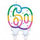 Svíčka s puntíkama "60" vel. 8 cm