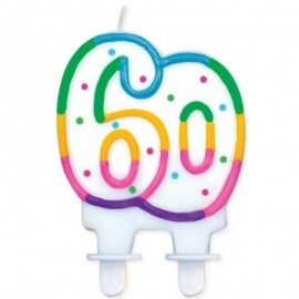 Svíčka s puntíkama "60" vel. 8 cm