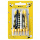 Svíčky narozeninové žlutočerné 6 ks