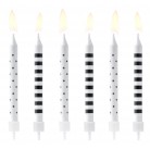 Svíčky narozeninové černobílé 6 ks