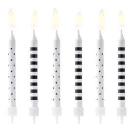 Svíčky narozeninové černobílé 6 ks