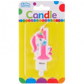 Svíčka číslice 1 - Duhový jednorožec