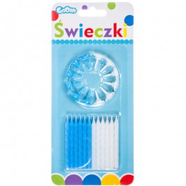 Svíčka dortová modrá a bílá 24 ks