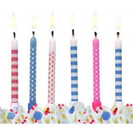 Svíčky narozeninové modro růžové 6 ks