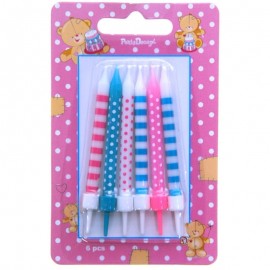 Svíčky narozeninové modro růžové 6 ks