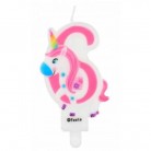 Svíčka číslice 6 - Duhový jednorožec