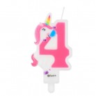 Svíčka číslice 4 - Duhový jednorožec