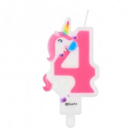Svíčka číslice 4 - Duhový jednorožec