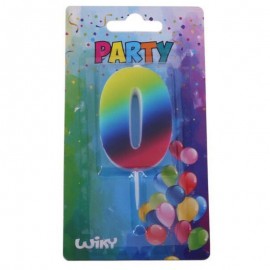 Párty svíčka číslo 0 duha