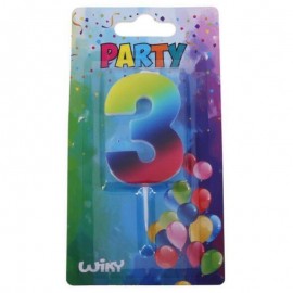 Párty svíčka číslo 3 duha