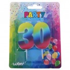 Párty svíčka číslo 30 duha
