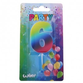 Párty svíčka číslo 6 duha