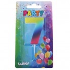 Párty svíčka číslo 7 duha