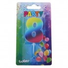 Párty svíčka číslo 8 duha