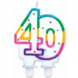 Svíčka s puntíkama "40" vel. 8 cm