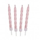 Svíčky narozeninové dortové růžové perlové 12 ks