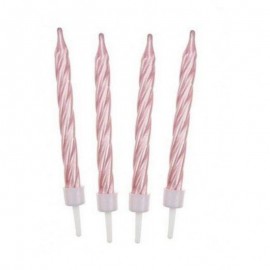 Svíčky narozeninové dortové růžové perlové 12 ks