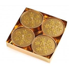 Čajové svíčky vánoční velké 6 cm vločka 4ks zlatá