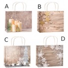 Taška vánoční dárková zlatá ražba M horizont 23x18x10cm