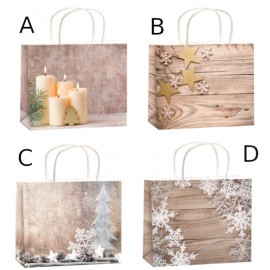 Taška vánoční dárková zlatá ražba M horizont 23x18x10cm