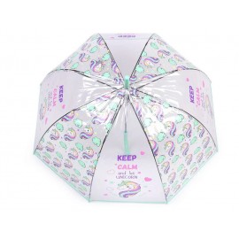 Průhledný vystřelovací deštník jednorožec ZELENÝ