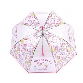 Průhledný vystřelovací deštník jednorožec Růžový
