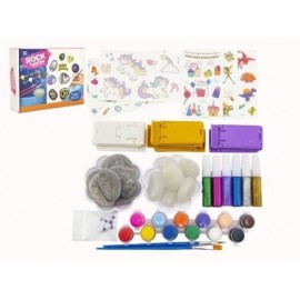 Malování na kameny/oblázky svítící ve tmě s barvami se štětci s doplňky v krabičce