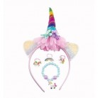 Sada krásy čelenka jednorožec, náramek, prstýnek 3ks plast v krabičce