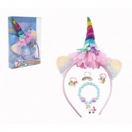 Sada krásy čelenka jednorožec, náramek, prstýnek 3ks plast v krabičce