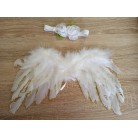 Sada pro miminko křidýlka na focení bílé se zlatým lemem č.16