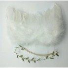 Sada pro miminko křidýlka na focení bílé se zelenými větvičkami čelenka (č9) 