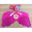 Sada pro miminko křidýlka na focení růžové s květama č.24