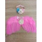Sada pro miminko křidýlka na focení růžové s květama č.22