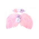 Sada pro miminko křidýlka na focení růžová s květovanou čelenkou (č23) 