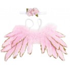 Sada pro miminko křidýlka na focení růžový se zlatým lemem č.20