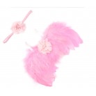 Sada pro miminko křidýlka na focení pestrá růžová čelenka květ s perlami (c14)