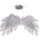 Sada pro miminko křidýlka na focení šedé se stříbrným lemem č.18