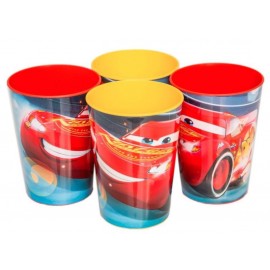 Sada 4 plastových skleniček Cars