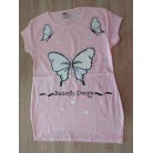 Tričko světle růžové s flitry a motýly