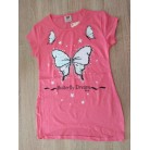 Tričko růžové s flitry a motýly