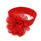 Dětská elastická čelenka do vlasů s květem červená