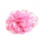 Pružná čelenka do vlasů s květem růžová