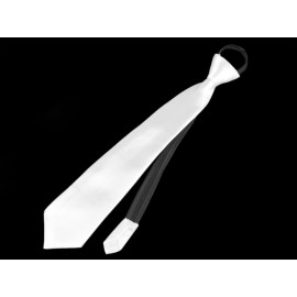 Saténová kravata bílá zip