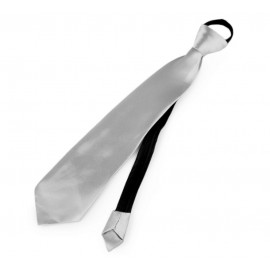 Saténová kravata stříbrná zip