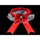 Svatební podvazek mašle červenobílá