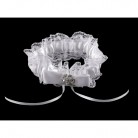 Svatební podvazek krajkový se štrasovým květem bílý